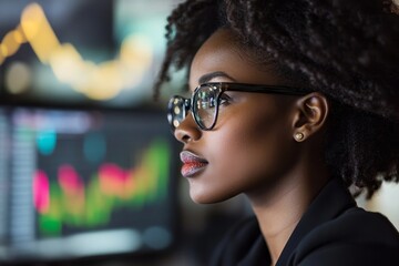 African Stock Market Analyst Business Woman, 