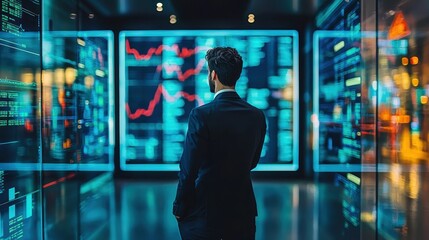 Professional insights data analyst examines market trends in high-tech office sector