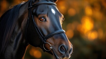 Obraz premium Horse Head Portrait, Autumn Setting