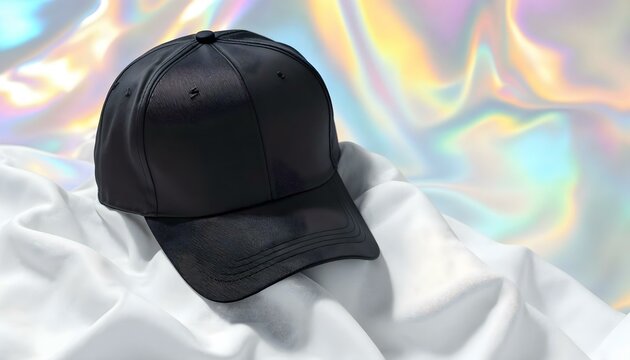 Una gorra blanca y una gorra negra en una maqueta de fondo blanco