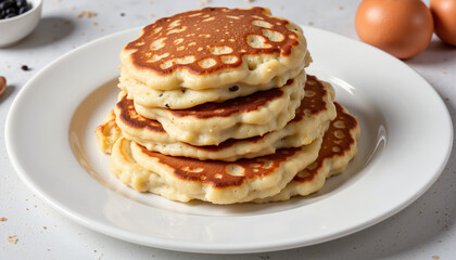 Fluffy Finnish pancakes stacked on a plate, culinary delight