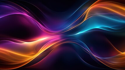 Naklejka premium Dynamic color waves abstract design digital art dark background artistic concept