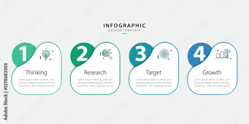 Poster timeline infographic template. 4 step timeline journey, calendar flat simple infographics design tem