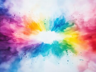 Vibrant Watercolor Background Blending Bright Hues in a Whimsical Abstract Design Against a Clean White Canvas Evoking Joy and Creative Inspiration