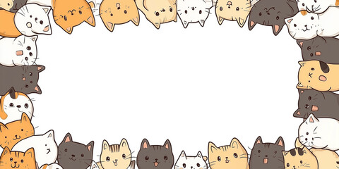 Draufsicht auf einen Rahmen mit Katzen und mit Platz f&uuml;r Text in der Mitte - Werbeschild - Werbeflyer