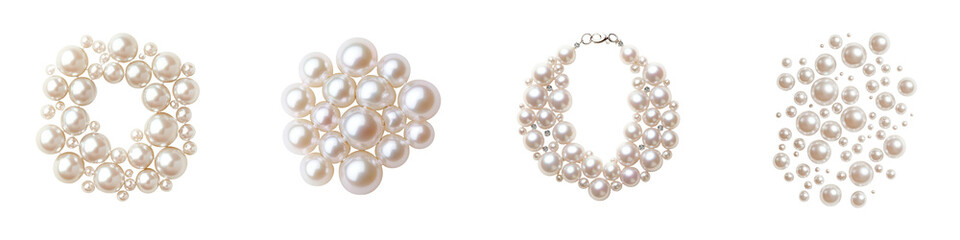 Luxurious and Elegant Collection of Pearl Jewelry including Necklaces Bracelets and Other Accessories Displayed in an Arrangement  Various Sizes Shapes