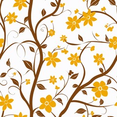Yellow floral elements seamless pattern.