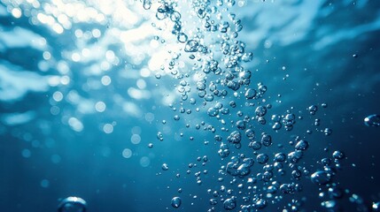Bubbling water action underwater scene nature calm environment close-up view fluid dynamics