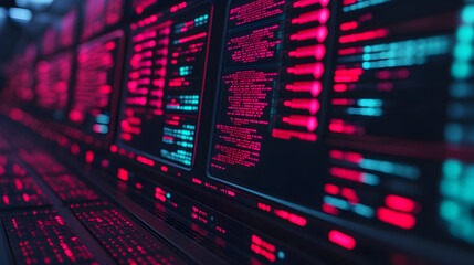 High-tech cybersecurity analysis software for digital data in technology labs