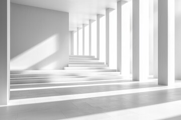 Fototapeta premium Modern minimalist gallery serene digital art in a symmetrical bright environment