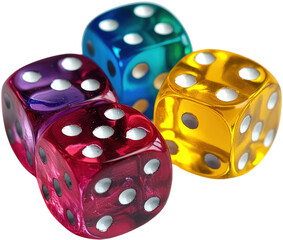 Colorful dice on a white isolated background