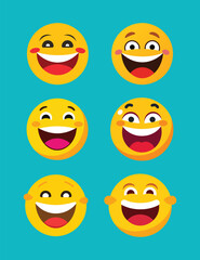Hand drawn funny emoji vector illustration set