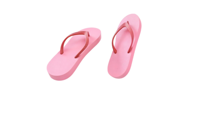 Isolated pink flip flops on a transparent background, highlighting essential summer footwear for beach vacations