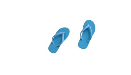 A pair of blue flip flops isolated on a transparent background, perfect for summer beach vacations and casual outings