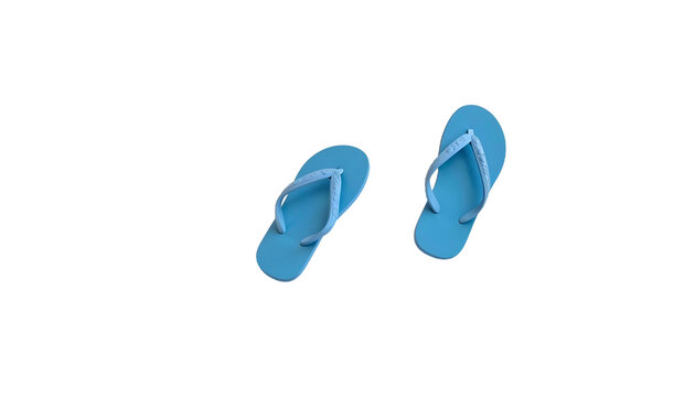 A pair of blue flip flops isolated on a transparent background, perfect for summer beach vacations and casual outings