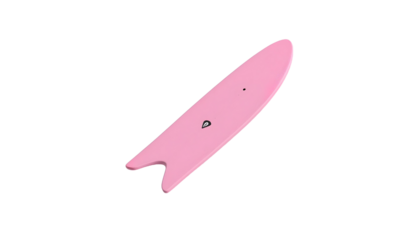 A striking pink surfboard on a transparent background, highlighting essential summer beach vacation gear