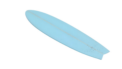 Obraz premium A vibrant blue surfboard set against a transparent background, symbolizing summer beach fun and adventure