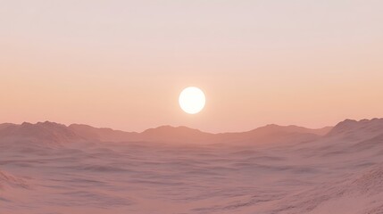 Pink Desert Landscape Under a Setting Sun