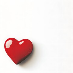 white background one 2D red little heart, Generative AI	