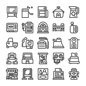 昭和時代の家電や懐かしいもの アイコン セット