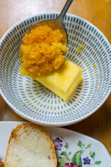 minced garlic on the butter