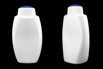 Plastic blank bottle isolated on black background. Plastic bottle isolated with clipping path. Empty space for text