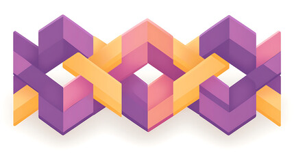 Obraz premium Geometric Interwoven Cubes Pattern with Purple and Orange Gradient Color Palette Design