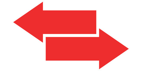 Dual sided red arrow vector, icon, silhouette design. Vector illustration of duel side arrow. Transfer arrow icon. Double reverse symbol. Data transfer linear icon