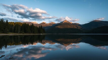 Serene lake surrounded by dense forest in the lower Tatra Mountains, Slovakia, reflection, forest, peaceful