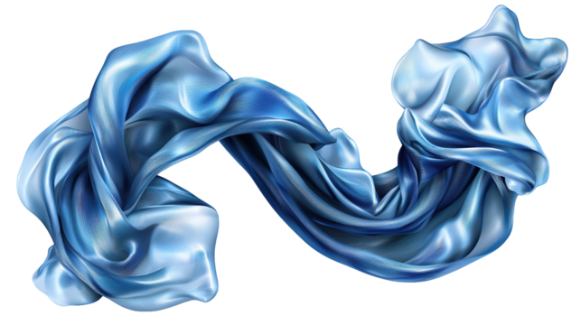 Deep blue silk fabric on black, a luxurious texture and elegant drape for fashion design photography backdrops