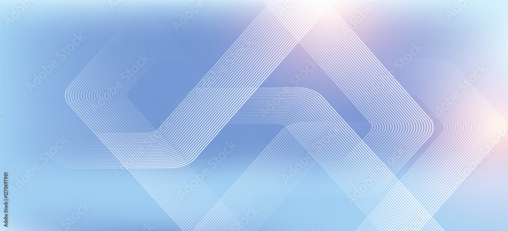 Poster Digital futuristic technology concept with hexagons. Digital hexagonal blue abstract background. Geometric stripe line art design for poster, brochure, cover, banner, website, header