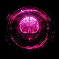 Fototapeta premium Glowing Brain Scan Digital Intelligence Illustration Abstract Design with Rings and Patterns