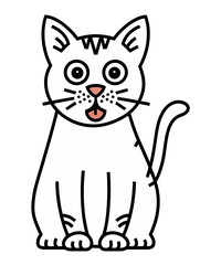 Fototapeta premium A cute cartoon cat illustration with a fluffy tail and happy expression, designed as a fun and playful pet character