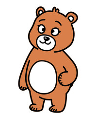 Fototapeta premium Smiling brown bear cartoon character sitting as a cute teddy bear illustration