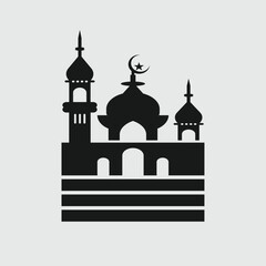 Islamic Mosque Vector Design illustration,  Mosque vector Black color icon.