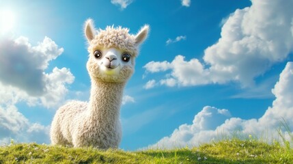 Obraz premium Adorable Alpaca in a Sunny Meadow