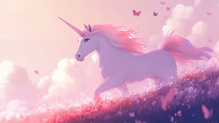 Fototapeta premium Magical Unicorn in a Pink Dreamland