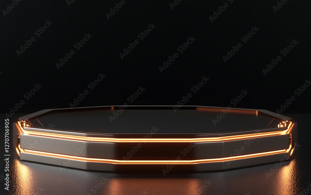 Poster abstract metallic octagon podium, empty display
