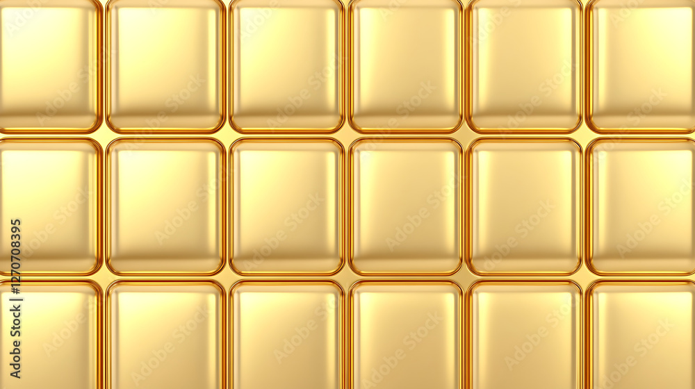 Poster golden block arrangement square tile pattern shiny metal rectangular array design aesthetic backdrop