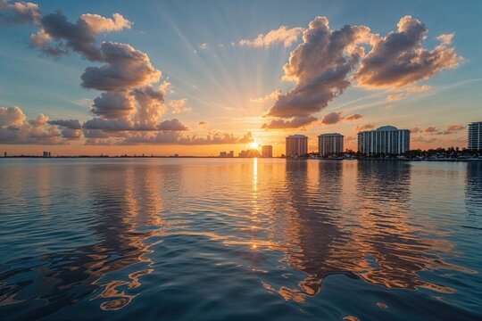 Miami Bay Sunrise Stunning Reflections of Morning Light