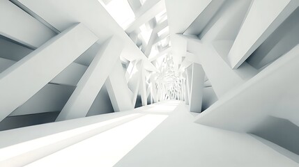 Naklejka premium Abstract white architectural tunnel interior