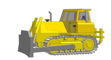 Bulldozer sketch concept 3D illustration