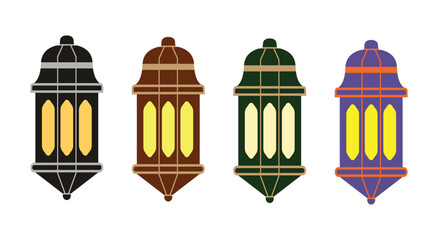 Eid Mubarak with Lanterns Background Vector Design.