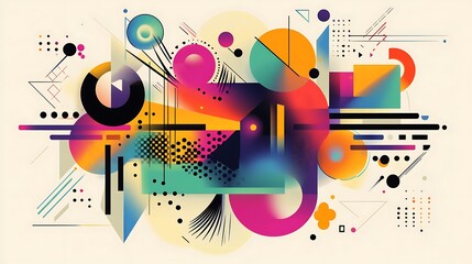 Obraz premium Abstract geometric shapes composition, colorful design, vibrant background. Possible use Graphic resource, poster design