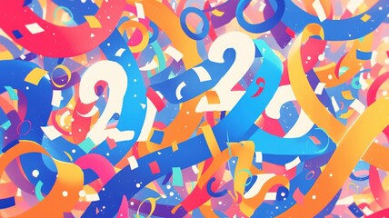 Obraz premium Colorful 2023 New Year's confetti celebration