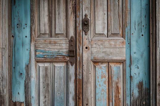 Weathered Wooden Door: Rustic Charm and Texture in a Vintage Design