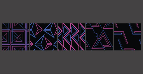 A futuristic collection of 5 seamless sci-fi grid patterns, perfect for gaming graphics, tech branding, and digital applications.
