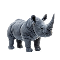 Fototapeta premium Soft Rhino Toy from Side View with No Shadow, Isolated Cutout Perfect for Children's Decor and Educational Purposes