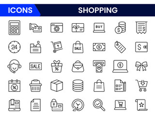 Set of shopping cart icons. Collection of web icons for online store, from various cart icons in various shapes. Shopping outline icon set.