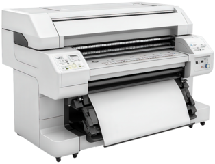 Large format printer on a white background.
